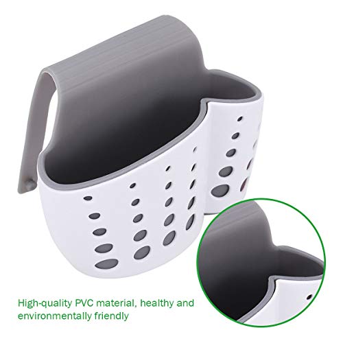Estante de Almacenamiento Para Fregadero, Organizador de Fregadero Cocina Cesto Porta Esponja Jabonera Blanco, Soporte Para Jabón (Blanco) (Gris)  (B)