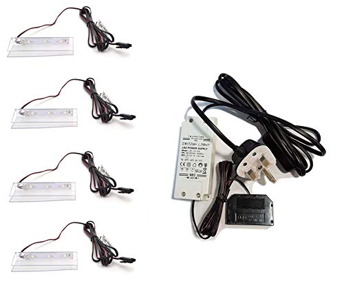 Estante de cristal LED luz blanca cálida Clip de plástico de 50 mm Kit (4 clips)