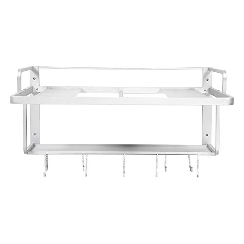 Estante de horno para microondas, estante de aluminio para colgar en la pared, doble capa, para microondas, horno, cocina, estante de almacenamiento, organizador, 55 x 38,5 x 25 cm