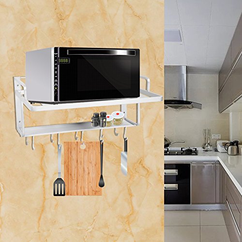 Estante de horno para microondas, estante de aluminio para colgar en la pared, doble capa, para microondas, horno, cocina, estante de almacenamiento, organizador, 55 x 38,5 x 25 cm