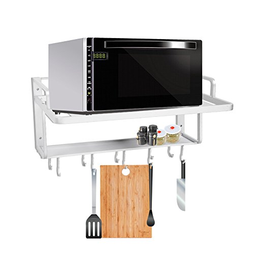 Estante de horno para microondas, estante de aluminio para colgar en la pared, doble capa, para microondas, horno, cocina, estante de almacenamiento, organizador, 55 x 38,5 x 25 cm