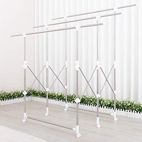 Estante De Ropa Resistente Con Ruedas Extensible Plegable Estante De Secado De Lavandería Ropa Industrial Telescópico Organizador De Vestuario Ropa Airer Estante De Soporte Para Secadora De Suspensi