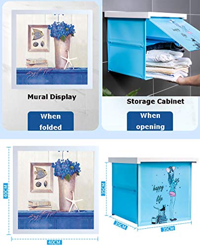 Estantería De Baño Ropa Organizadores Y Almacenamiento, Mural Plegable De Taquillas Estrellas De Mar Y De Las Flores Pintura Mural Impermeable Gabinete De Almacenamiento Caja