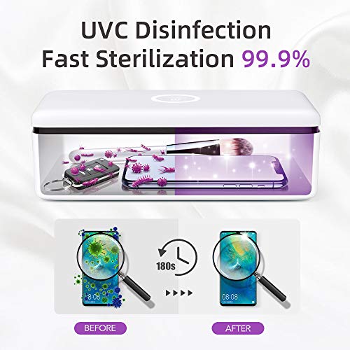 Esterilizador UV, 59S UV Esterilizador Caja LED con 8 Bolas Lámpara de Esterilización Rápida 99.9%, Adecuado para Teléfonos Celulares, Gafas, Estética, Herramientas de Belleza y Cuidado Personal, etc