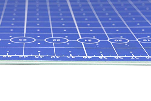Esterilla de corte profesional A1 = 60 x 90 cm impreso por ambos lados: cm & pulgadas, autorreparable, bicolor, 3 mm de grosor