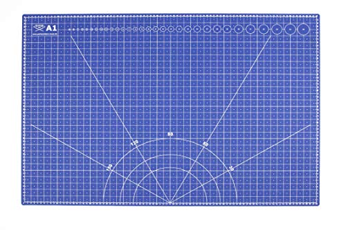 Esterilla de corte profesional A1 = 60 x 90 cm impreso por ambos lados: cm & pulgadas, autorreparable, bicolor, 3 mm de grosor