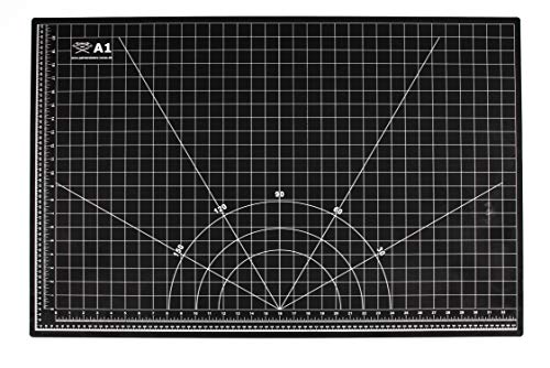 Esterilla de corte profesional A1 = 60 x 90 cm impreso por ambos lados: cm & pulgadas, autorreparable, bicolor, 3 mm de grosor