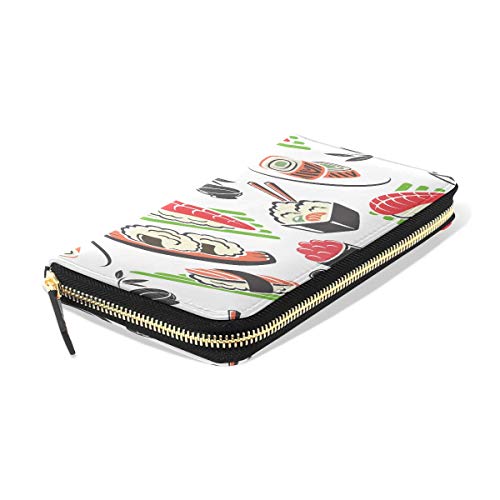 Estilo japonés Océano Delicioso Marisco Largo Pasaporte Embrague Monederos Cremallera Monedero Caja Bolso Organizador dinero Bolsa Titular la tarjeta crédito para dama Mujer Chica Hombre Regalo viaje