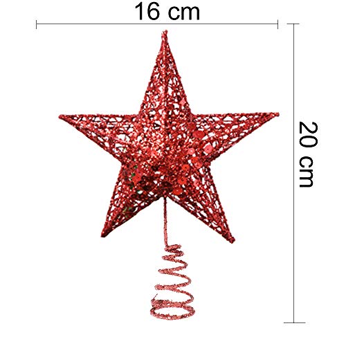 Estrella Arbol Navidad Roja, 20cm