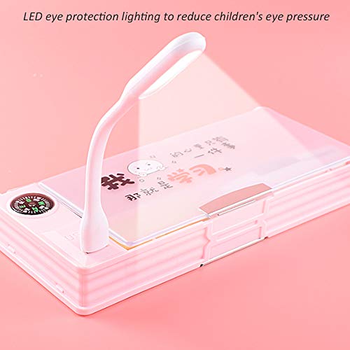 Estuche Bolsa de Lápiz,Single Estuche,Estuches Escolares,batería de 1200mA + luz LED + ventilador usb + cable de carga,Gran Capacidad,Papelería de oficina portátil Bolsa de maquillaje,Multifuncional