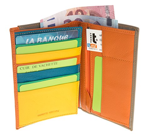 ESTUCHE CARTERA DE MUJER CUERO + PINZA BILLETES + LUPA + CAJA REGALO - NAVIDAD - FÊTE MADRES - ANIVERSARIO - FOLIOS Y MONEDAS - COLORES A ELEGIR - Gris Pardo, 2.00