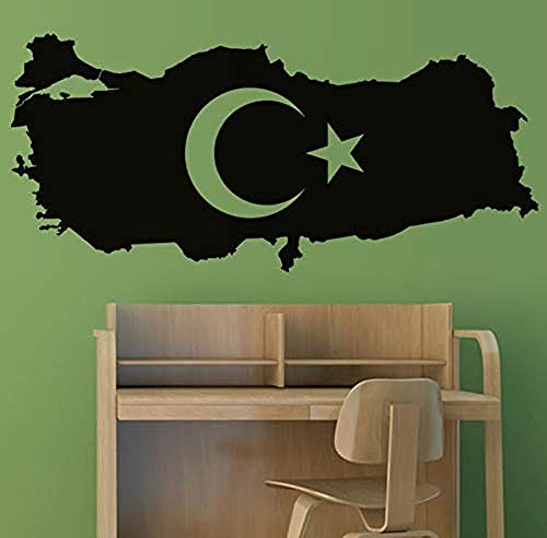 Etiqueta de La Pared Mapa de Turquía Vinilo Excavación Luna Y Estrellas Niños Dormitorio Decorativo Vinilo de Pared Cabecero Accesorios 118 * 59 cm