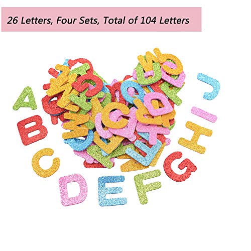 Etiqueta Engomada de La Espuma Del Brillo,104 Pegatinas Autoadhesivas de Espuma de Letras,Etiqueta Engomada Brillante Para la Pared de La Habitación En Casa DIY Craft Embellishment Set