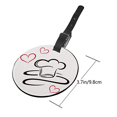 Etiquetas de Equipaje de Cuero Sintético Identificación de Nombre con Cubierta de Privacidad Trasera para Maleta de Viaje Chef Hat Corazones Amo cocinar