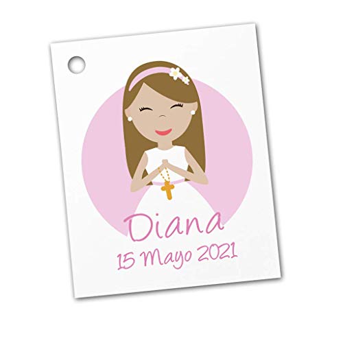 Etiquetas personalizadas para detalle de Primera Comunión niña. Pack 25 udes.