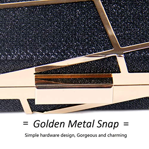 EVEOUT Embrague Hueco de Metal Dorado para Mujer Embrague de Estuche Rígido Brillante para Mujer Monedero para Cóctel de Fiesta,Bolsos de Novia para Boda Bolso de Noche de Piel Sintética con Purpurina