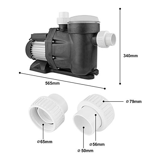 everfarel Bomba de Filtro con tamiz de prefiltro y Bomba de Piscina de tamiz 33600 l/h 2.0PS 1500 W Bomba de Piscina IP 54 Bomba de circulación