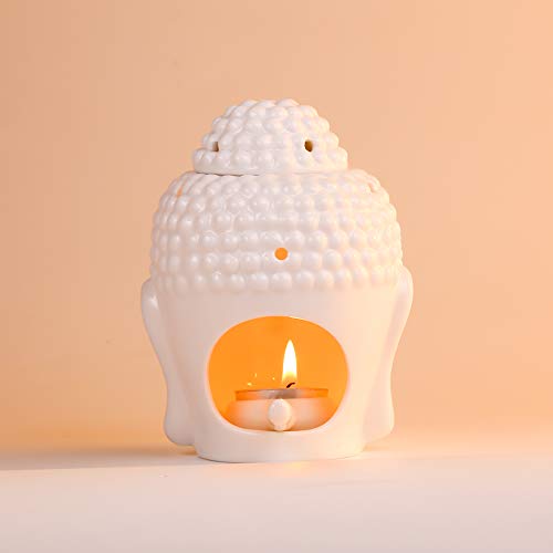 EVERGD - Juego de 2 estatuas de buda, quemador de aceites esenciales para aromaterapia, aromaterapia, ideal para yoga, spa, pilates, meditación, sala de meditación, regalo para decoración del hogar