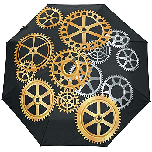 EW-OL Colorido Engranajes industriales Paraguas A Prueba de Viento Lluvia Automático Abrir Cerrar Plegable Viaje Sombrillas Anti-UV