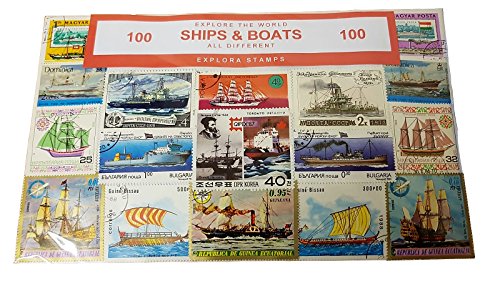 Explora Barcos del Mundo Conjunto De 100 Sellos Coleccionables - Transporte Naval / Todos Diferentes / Recuerdo De Viaje
