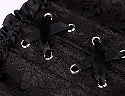 EZSTAX - Corsé de encaje para el vientre, estilo vintage, corpiño, para mujer Negro L