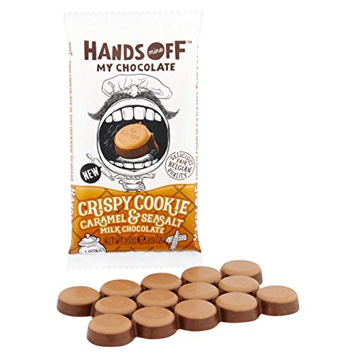 Fairtrade Crispy Cookie Caramel Sal marina Chocolate | Hands Off My Chocolate | Galleta Crujiente De Caramelo Y Sal De Mar Leche Con Chocolate | Peso total 100 gramos