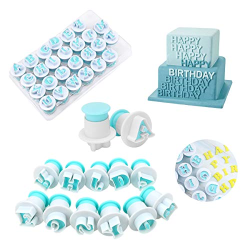 Fangehong 26 Pcs Moldes de Letras, Moldes Cortadores con Forma de Alfabeto, Bricolaj eImprimir Galletas Abecedario Molde para Decoración de Tortas, Fondant, Pastel, Niños