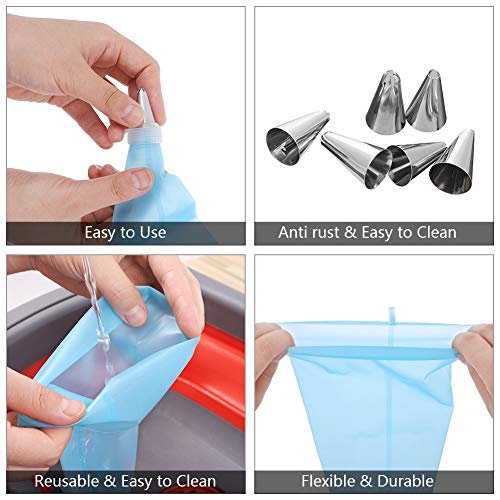 fanshiontide 38PCS Boquillas para Manga Pastelera Incluyendo Boquillas de Acero Inoxidable Bolsas de Pastelería Acopladores, Ideal para principiantes y usuarios profesionales