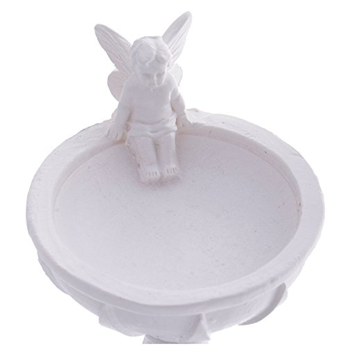 Fanuse Dolls Casa Miniatura De JardíN Fuente De Ba？o para PáJaros, Estatua con áNgel 1: 12