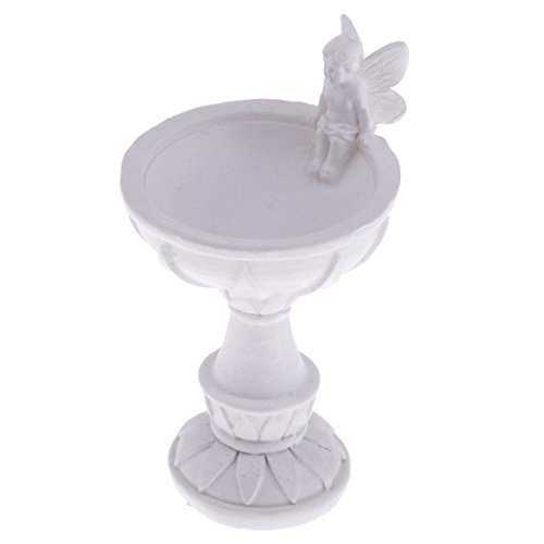 Fanuse Dolls Casa Miniatura De JardíN Fuente De Ba？o para PáJaros, Estatua con áNgel 1: 12