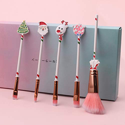 Fascigirl 5PCS Set De Pinceles De Maquillaje Multiuso Lovely Cosmetic Brush Pincel De Belleza Para Navidad