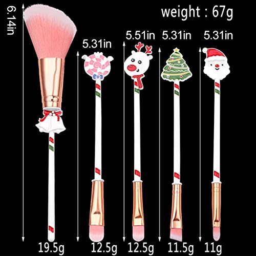 Fascigirl 5PCS Set De Pinceles De Maquillaje Multiuso Lovely Cosmetic Brush Pincel De Belleza Para Navidad