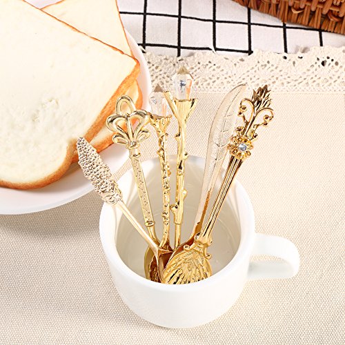 Fdit 6/Vintage Cuchara Metal Reutilizable Cucharas de Cafe Metal (Fruta Tenedor Royal Style Metal Mini Tallada Cocina Fruta Cuchara para Cocina Comedor Bar Süße Aperitivos Cucharas de Cafe Metal