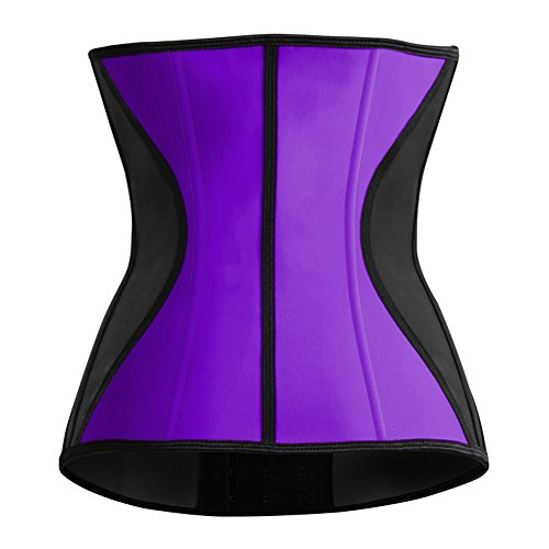 FeelinGirl Mujer Corsé de Moldeamiento Lumbar con 9 Huesos Látex Coloroso Faja Reductora de Abdomen Morado S/Talla 32-34
