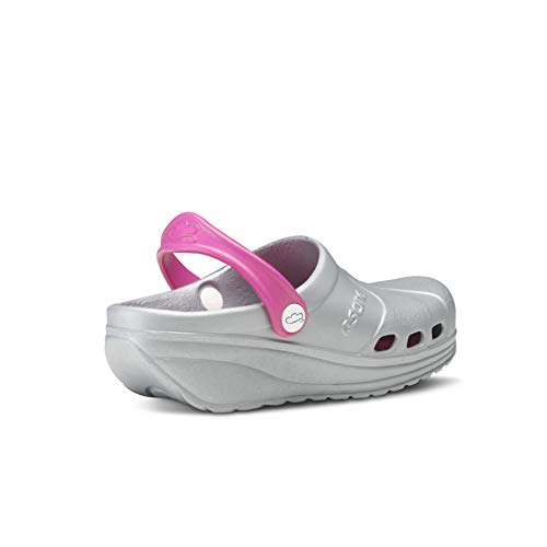 Feliz Caminar - Zuecos Sanitarios Asana Plata/Fuxia, 41