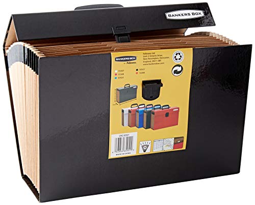 Fellowes Bankers Box - Clasificador de fuelle con 19 secciones y cierre de seguridad, color negro