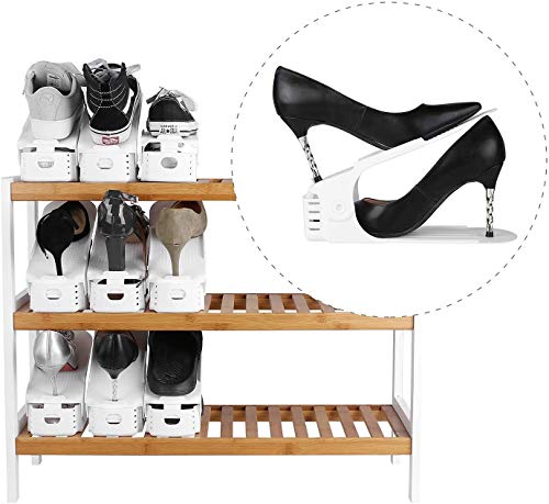 Femor Set de 10pcs Organizadores de Zapatos, Soporte de Calzado de Altura Ajustable, Zapatero Simple, Adecuada para Mujeres y Hombres, Ahorra Espacio (Blanco)