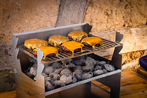 Fennek 2.0 | Barbacoa de carbón de acero inoxidable para camping, senderismo, Vanlife, jardín y barbacoa al aire libre (Fennk 2.0)