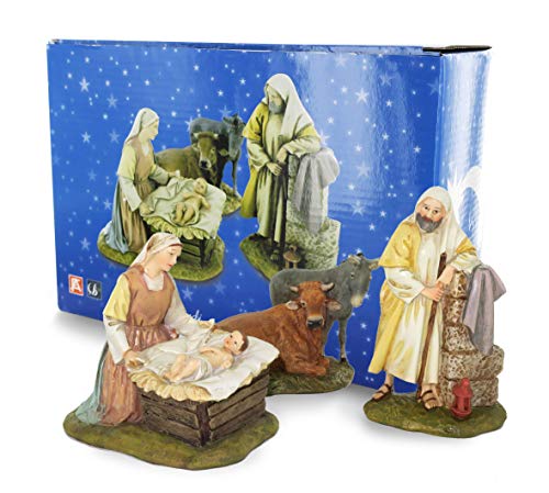 Ferrari & Arrighetti  Figuras Belén Nacimiento con 5 personajes, Colección Martino Landi para pesebre, 12 cm