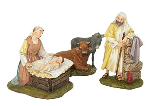 Ferrari & Arrighetti  Figuras Belén Nacimiento con 5 personajes, Colección Martino Landi para pesebre, 12 cm
