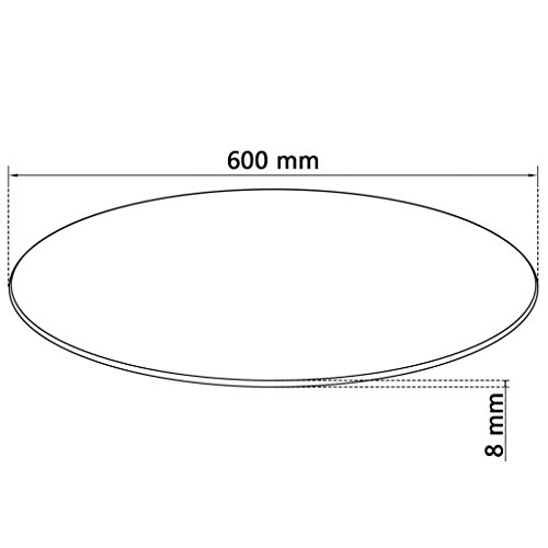 Fesjoy Tablero de Mesa Cristal Templado Redondo 600 mm 8 mm