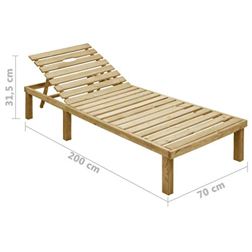 Festnight Tumbona de Madera de Pino Impregnada Tumbona Jardin Exterior 200 x 70 x (31,5-77) cm