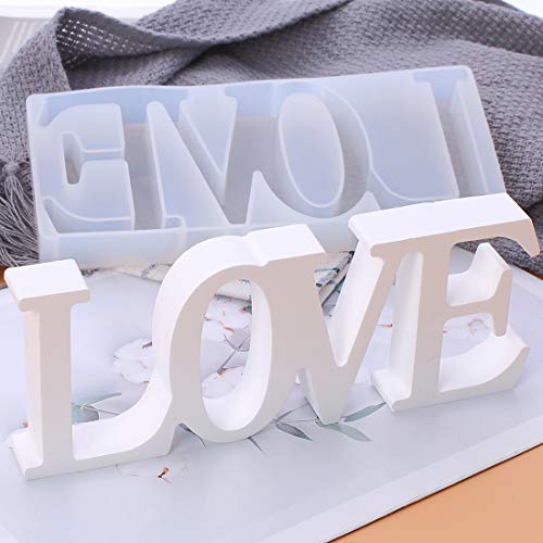 FineInno Moldes Silicona Resina Moldes Letras para Hacer Joyerias Fabricación de Epoxi De Pendiente Amor Forma DIY Decoración de Escritorio (Moldes Silicona 2)