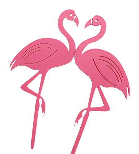 Flamingos - Decoración para tarta (2 unidades, acrílico), diseño de flamencos, para decoración de tartas