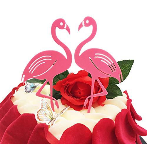 Flamingos - Decoración para tarta (2 unidades, acrílico), diseño de flamencos, para decoración de tartas