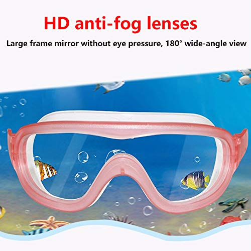 FLAUU Los niños del Profesional Gafas de natación, 2 tamaños, Lente de policarbonato, Cuadro Silicona Suave, Marco Grande, antivaho, de Alta definición, a Prueba de Agua,Rosado,S