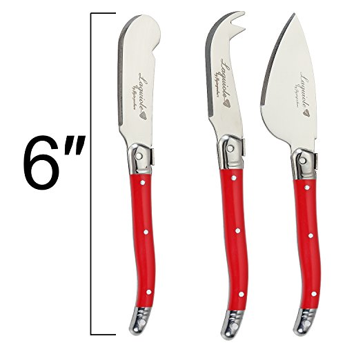 Flying Colors Laguiole Cuchillo de Queso Set.Red Mango, 3 Piezas. LG06RC