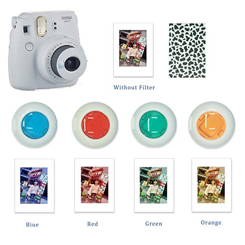FollowSun 10 en 1 Cámara Accesorios para Fujifilm Instax Mini 9 Mini 8: Caso Azul Hielo/Album/Selfie Lente/Filtro de Color/Wall Cuelgue Marcos/Pegatinas de Frontera/Marco/Pegatinas de Esquina