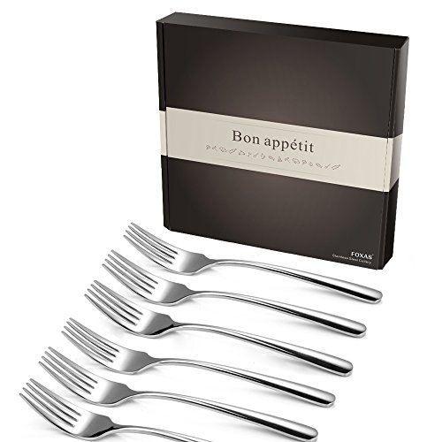 FOXAS Set de 6pcs Tenedores de Mesa Cena Carne Pasta Horquilla, Acero Inoxidable 304