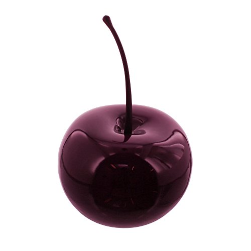 Frank Cereza Decorativa de Piedra Artificial Brillante, Lacado en Rojo Brillante, diseño Moderno, Forma precisa, Mango de plástico con Rosca de Madera 21 x 18 cm de diámetro, GH 33 cm